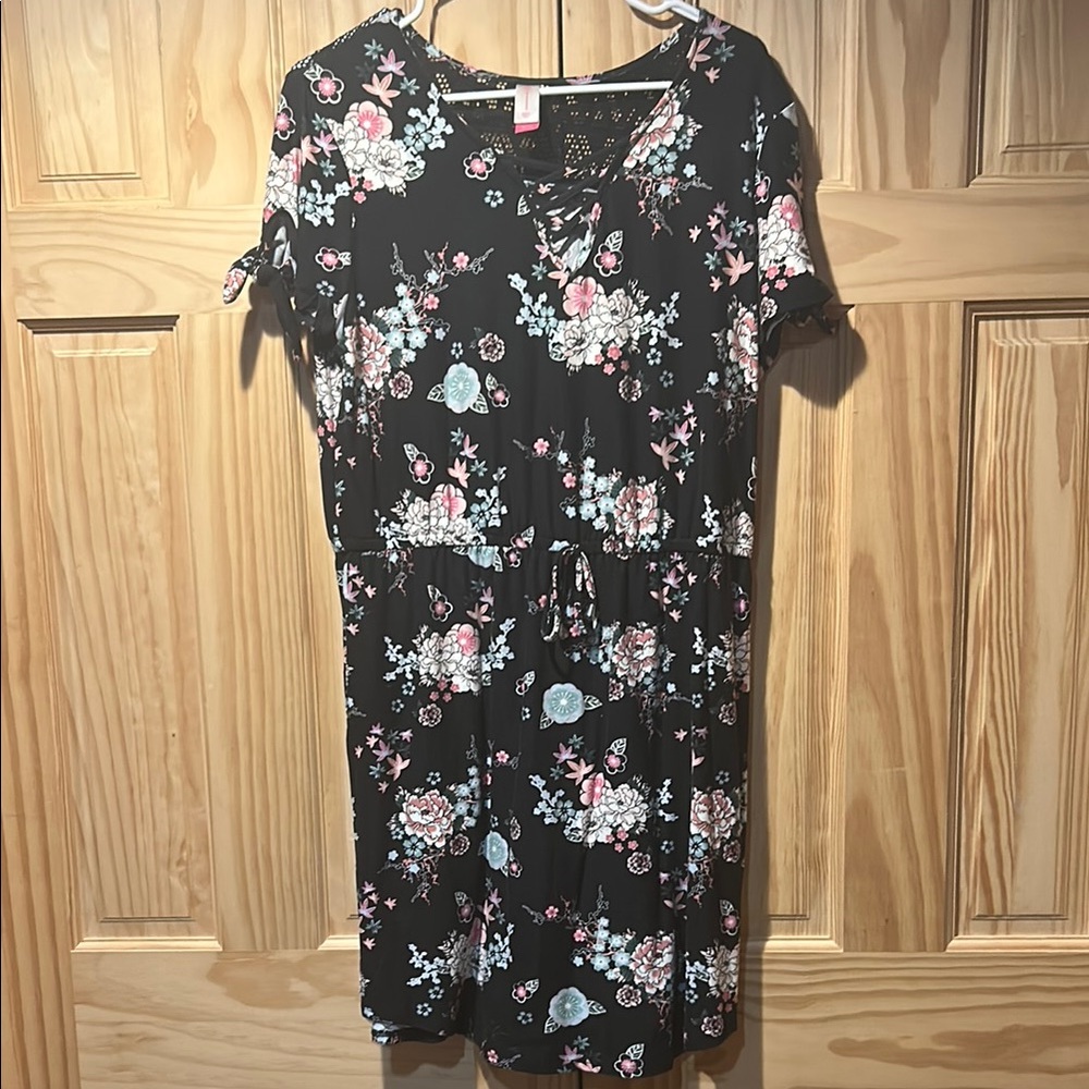 No Boundaries Black Floral Swim Coverup